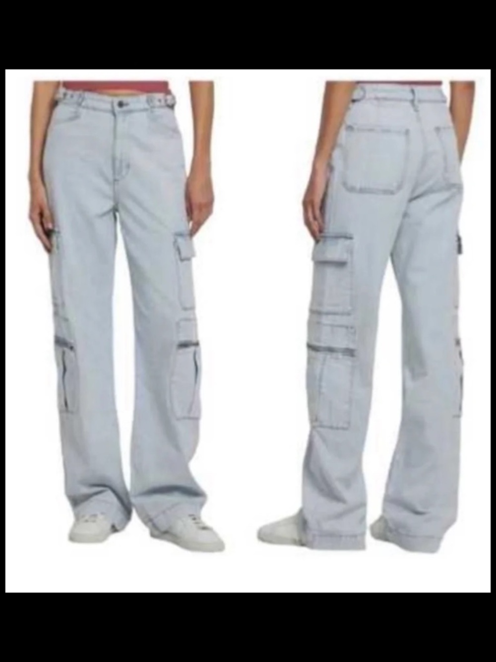 WeWoreWhat High Rise Utility Straight Leg Denim Jeans Indigo Comfort Size 30